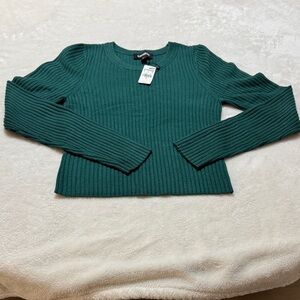 Express Teal Ribbed Knit Top
